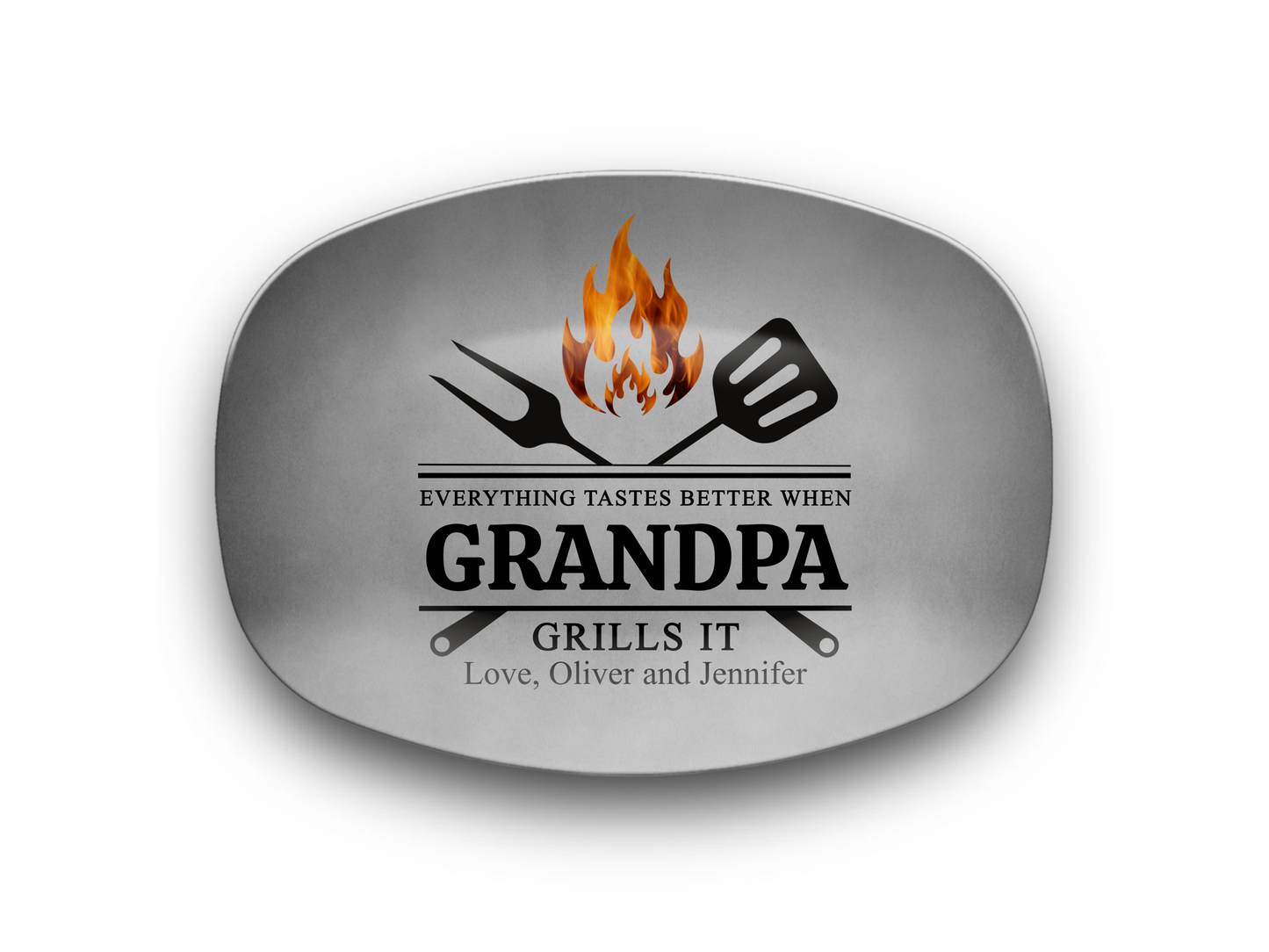 Personalized Grandpa and Dad Grilling Platter – Custom Grilling Plate with Any Nickname and Children's Names – Father's Day Gift