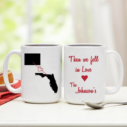 Personalized Lover's Coffee Cup From Two Different States, Far Apart Lovers