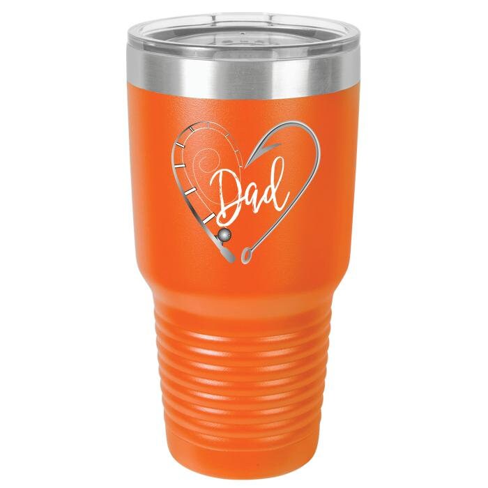 Dad Fishing Heart and Hook/Dad Gift/Fisherman Gift/Fisherman Tumbler/Laser Engraved/Fishing Themed Gift/30oz Polar Camel/ Custom Tumbler