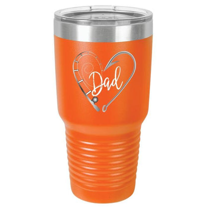 Dad Fishing Heart and Hook/Dad Gift/Fisherman Gift/Fisherman Tumbler/Laser Engraved/Fishing Themed Gift/30oz Polar Camel/ Custom Tumbler