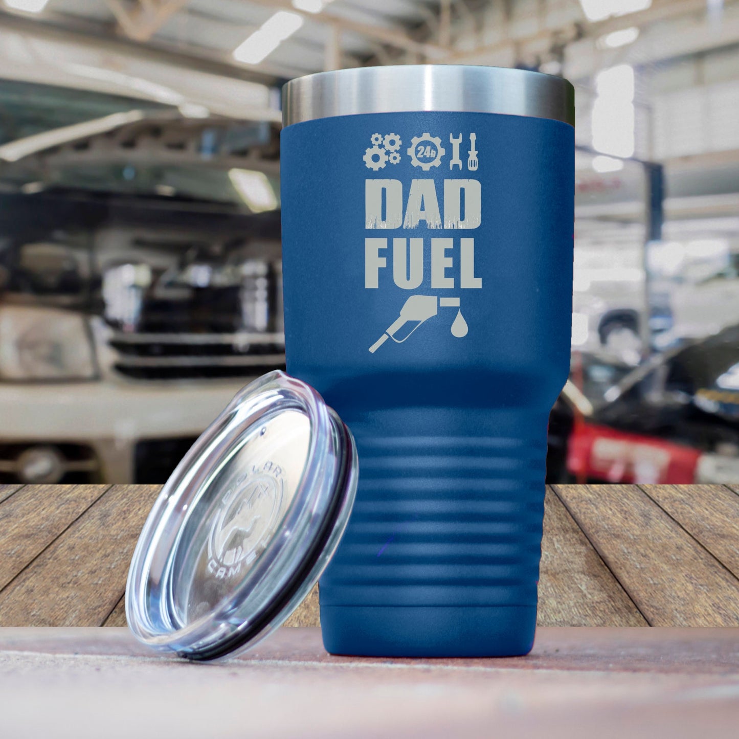 24 Hour Mechanic Dad Fuel, Dad Can Fix Anything, Father's Day Gift, Gift for Dad, Dad Polar Camel 30oz Ringneck Stainless Steel Tumbler