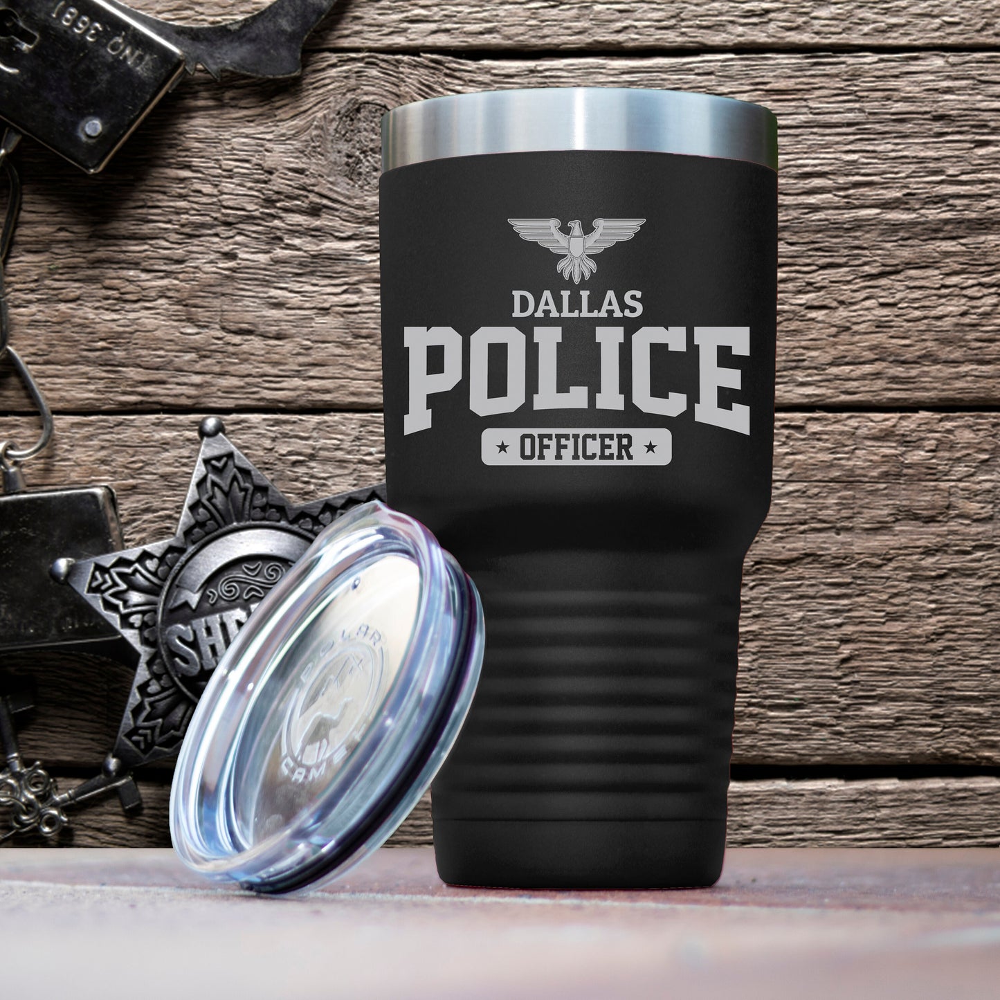 Personalized City Police Officer Polar Camel 30oz Ringneck Tumbler Laser Etched No Colored Art