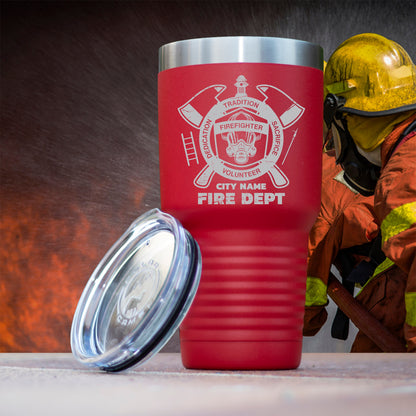 Firefighters Gift/Custom Engraved/Firefighter Coffee Cup/Polar Camel 30oz Ringneck Tumbler Laser Etched No Colored Art