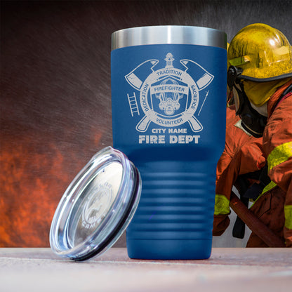 Firefighters Gift/Custom Engraved/Firefighter Coffee Cup/Polar Camel 30oz Ringneck Tumbler Laser Etched No Colored Art