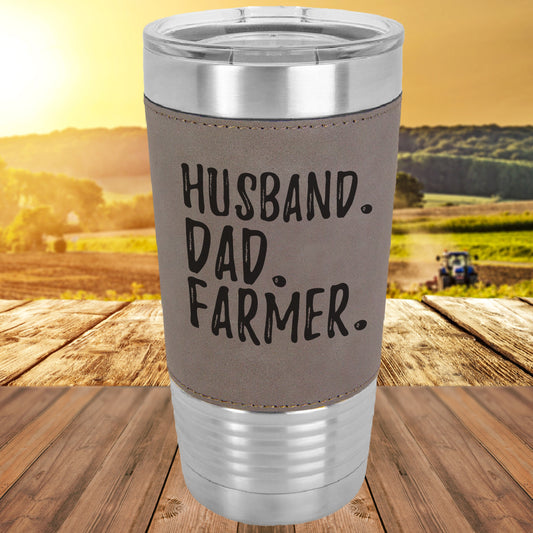 Husband Dad Farmer Polar Camel - 20 oz Laserable Leatherette Tumbler