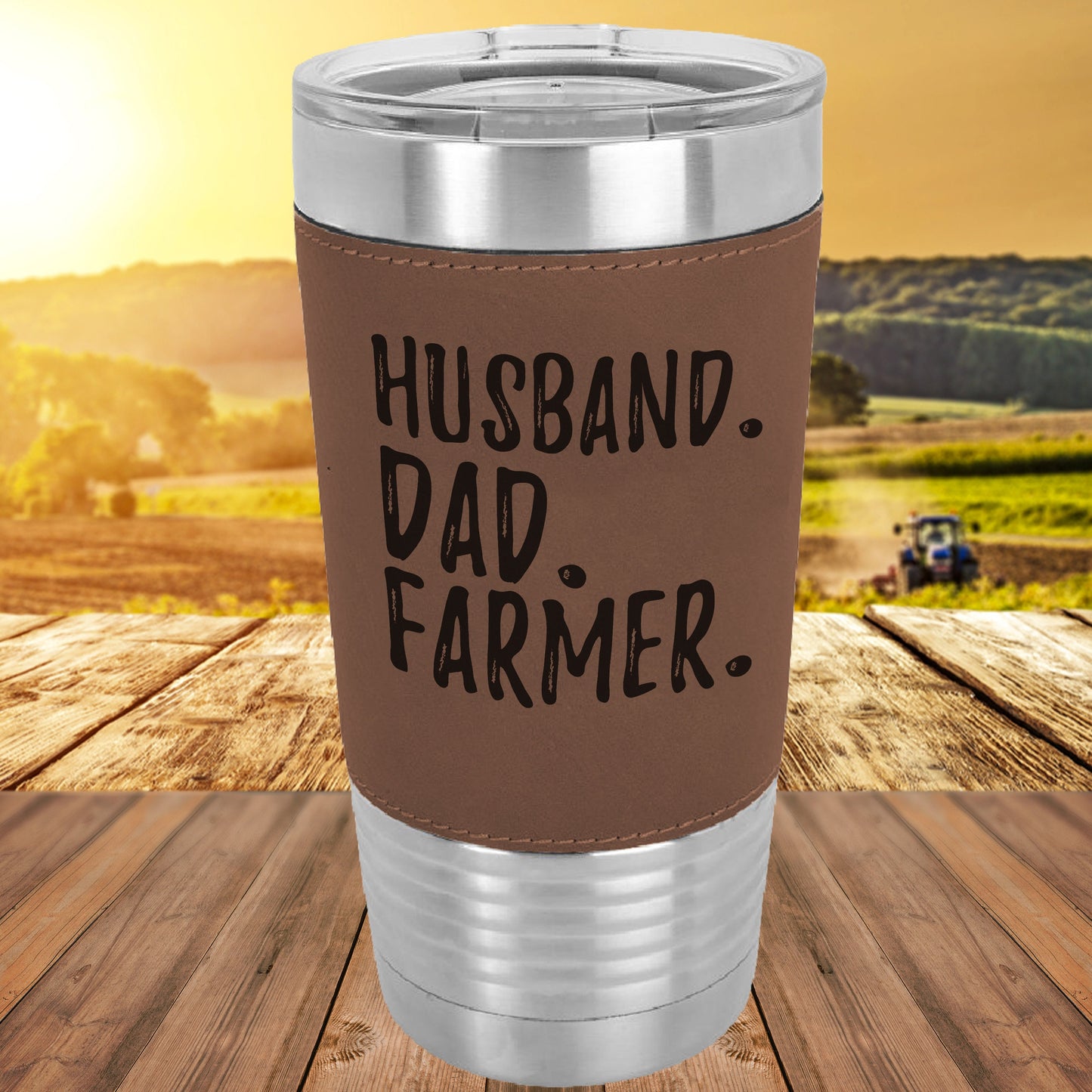 Husband Dad Farmer Polar Camel - 20 oz Laserable Leatherette Tumbler