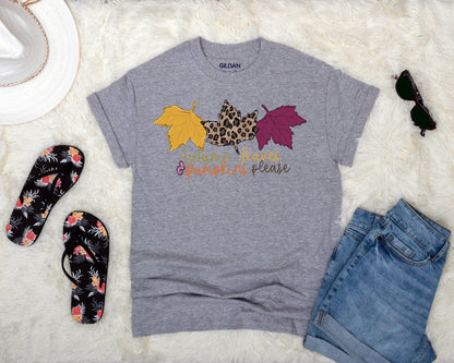 Autumn Leaves And Pumpkins Please Adult Ladies Classic Tees