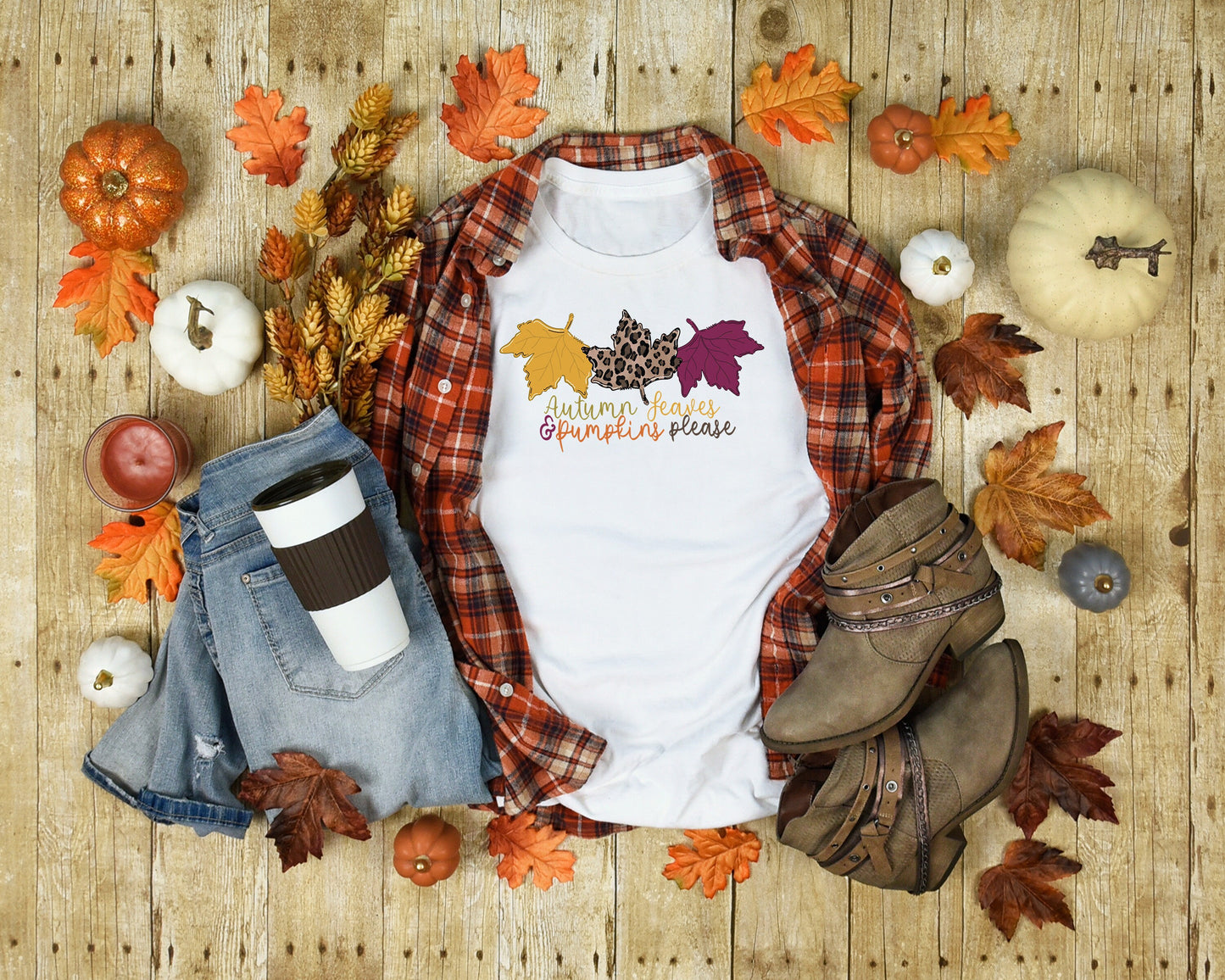 Autumn Leaves And Pumpkins Please Adult Ladies Classic Tees