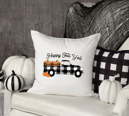 Fall Truck Pumpkin Plaid Pillow Case