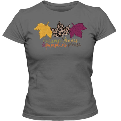 Autumn Leaves And Pumpkins Please Adult Ladies Classic Tees