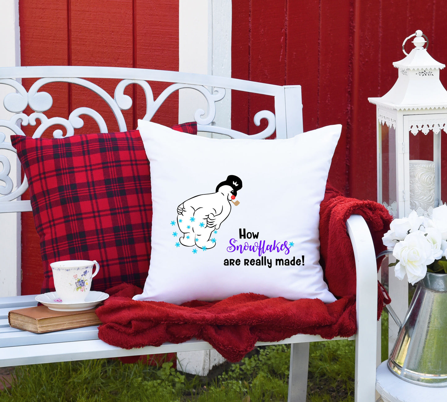 How Snowflakes Are Really Made/ Funny Snowman/ Farmhouse Decor/ Farmhouse Christmas/ Pillow Case