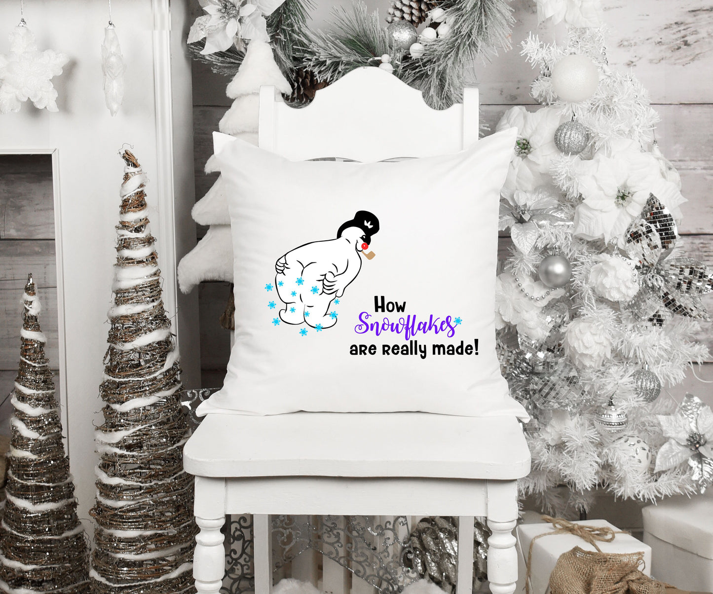 How Snowflakes Are Really Made/ Funny Snowman/ Farmhouse Decor/ Farmhouse Christmas/ Pillow Case