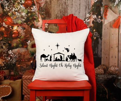 Silent Night Oh Holy Night/ Farmhouse Decor/ Farmhouse Christmas/Christmas Pillow Case