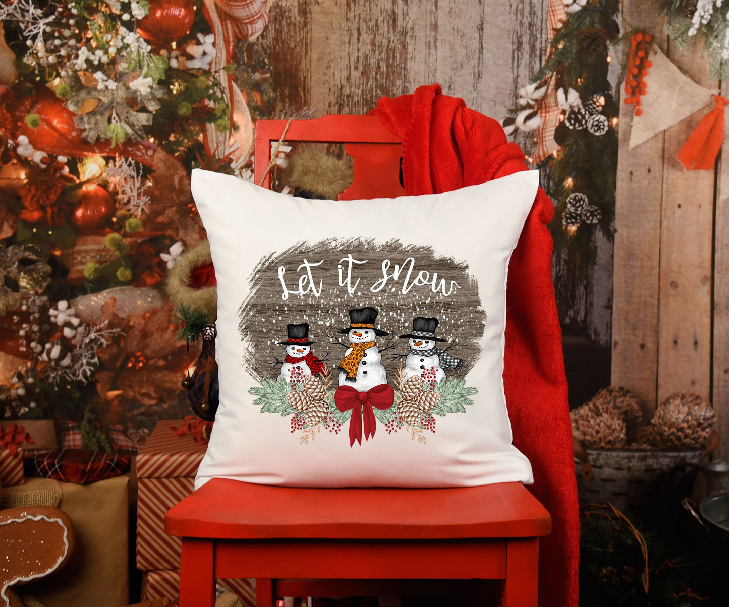 Let It Snow Snowmen/ Farmhouse Decor/ Farmhouse Christmas/ Pillow Case