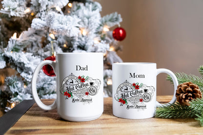 Personalized North Pole Hot Coffee Company/ Old Style Country/ Farmhouse Christmas Decor/11oz and 15 Coffee Mug