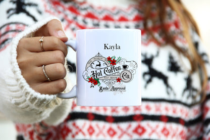 Personalized North Pole Hot Coffee Company/ Old Style Country/ Farmhouse Christmas Decor/11oz and 15 Coffee Mug