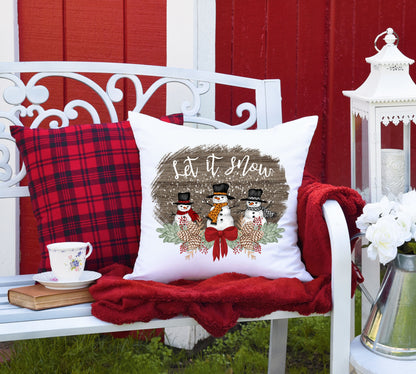 Let It Snow Snowmen/ Farmhouse Decor/ Farmhouse Christmas/ Pillow Case