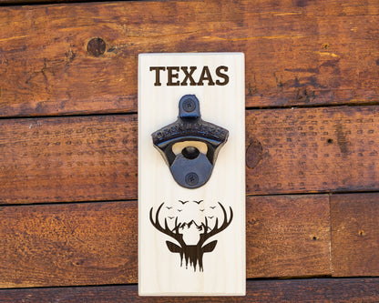 Wall Hanging Bottle Opener/ Personalized Whitetail Deer Scene/Trophy Buck/ Hunting Gift For Men