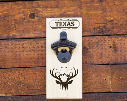 Wall Hanging Bottle Opener/ Personalized Whitetail Deer Scene/Trophy Buck/ Hunting Gift For Men