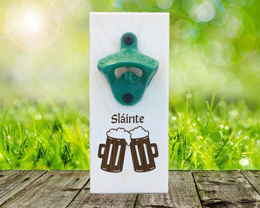 Slainte Wall Hanging Bottle Opener/ Irish Australians/ Irish Beer Drinker Gift/ St. Patrick's Day Gift