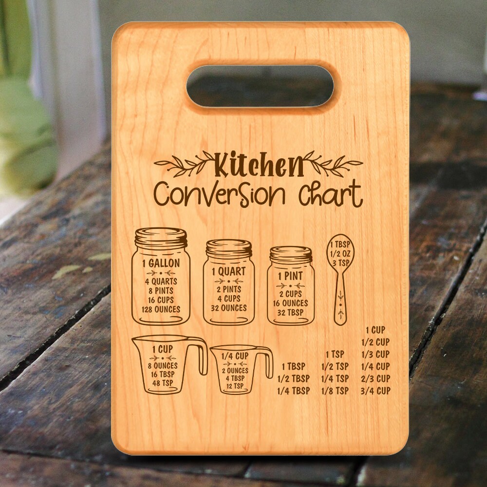 Personalized Conversion Chart, Cutting Board, Custom Personalized With Any Name, Gift For Mother's Day, Grandma, Made With Maple Wood