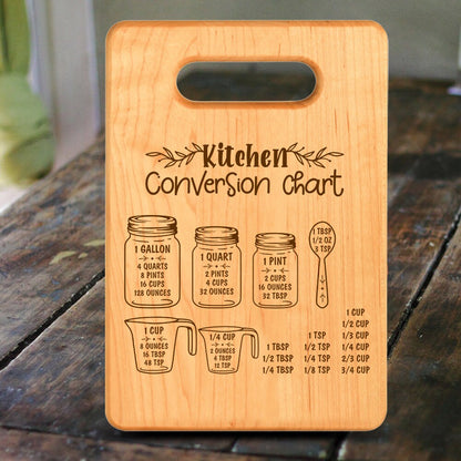 Personalized Conversion Chart, Cutting Board, Custom Personalized With Any Name, Gift For Mother's Day, Grandma, Made With Maple Wood