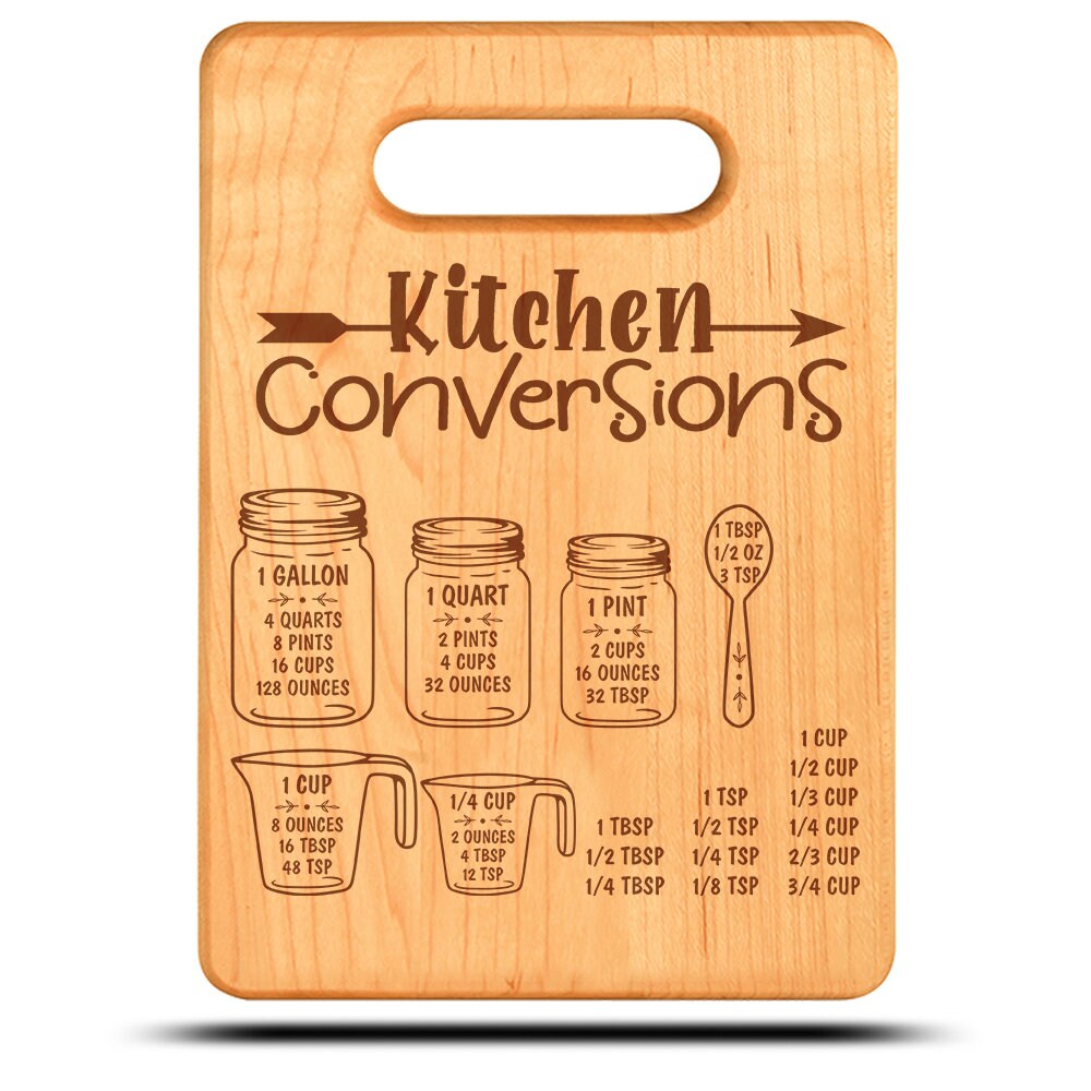 Personalized Conversion Chart, Cutting Board, Custom Personalized With Any Name, Gift For Mother's Day, Grandma, Made With Maple Wood