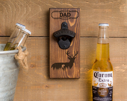 Wall Hanging Bottle Opener/ Personalized Whitetail Deer In Moonlight/Trophy Buck/ Hunting Gift For Men