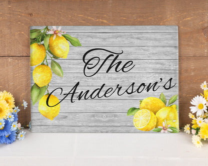 Personalized Lemon Glass Cutting Board/ Custom Name Lemon Kitchen Decor/ Farmhouse Decor/ Wedding Present/ House Warming Present