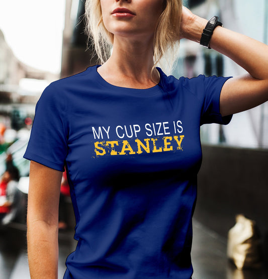 St Louis Hockey Shirt/ My Cup Size Is Stanley/ Team Colors With Royal Blue And Gold/ Hockey Sports Fan