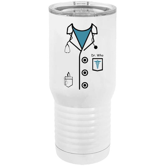 Personalized Funny Doctor/ Nurse/ CRNA/ ER/ ICU/ Lab Coat With Stethoscope/ On Polar Camel 20 Ounce Tumbler Including Slide To Close Lid