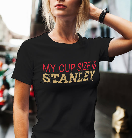 Vegas Golden Knights Hockey Shirt/ My Cup Size Is Stanley/ Team Colors With Red And Gold/ Hockey Sports Fan Adult Unisex Tshirt