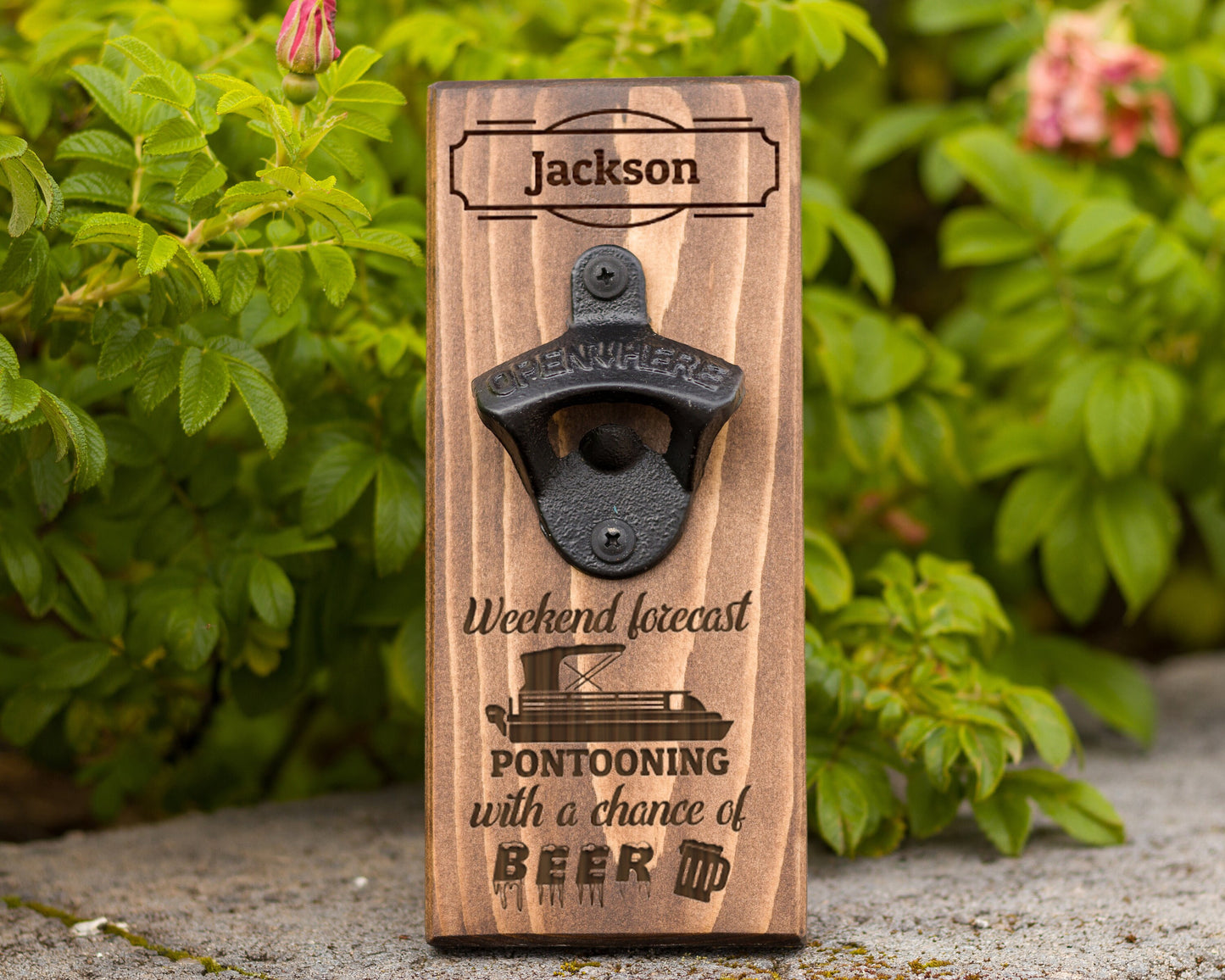 Wall Hanging Bottle Opener/ Personalized With Name/Weekend Forecast Pontooning With A Chance Of Beer/ Father's Day Gift/Birthday Gift