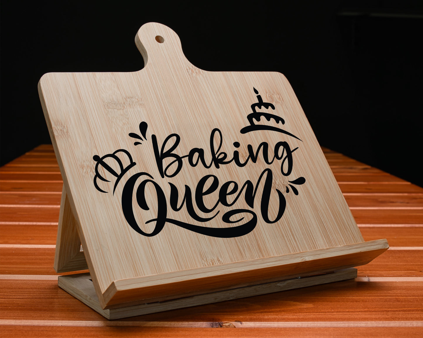 Chef Easel, Cookbook Stand Wood, Tablet Holder, Baking Queen, Mothers Gift, Grandma Gift, Recipe Ipad Holder, Cook Book Stand