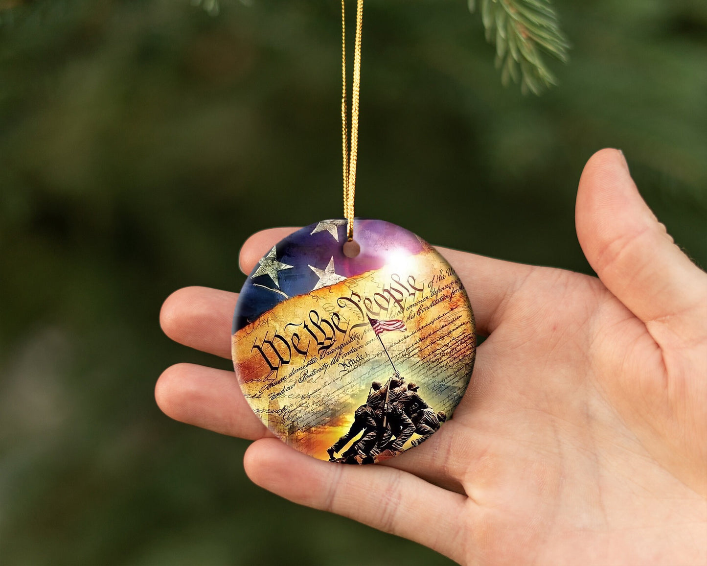 We The People Patriotic Christmas Ornament/ Ceramic Christmas Ornament/ Patriot American/ Christmas Gift