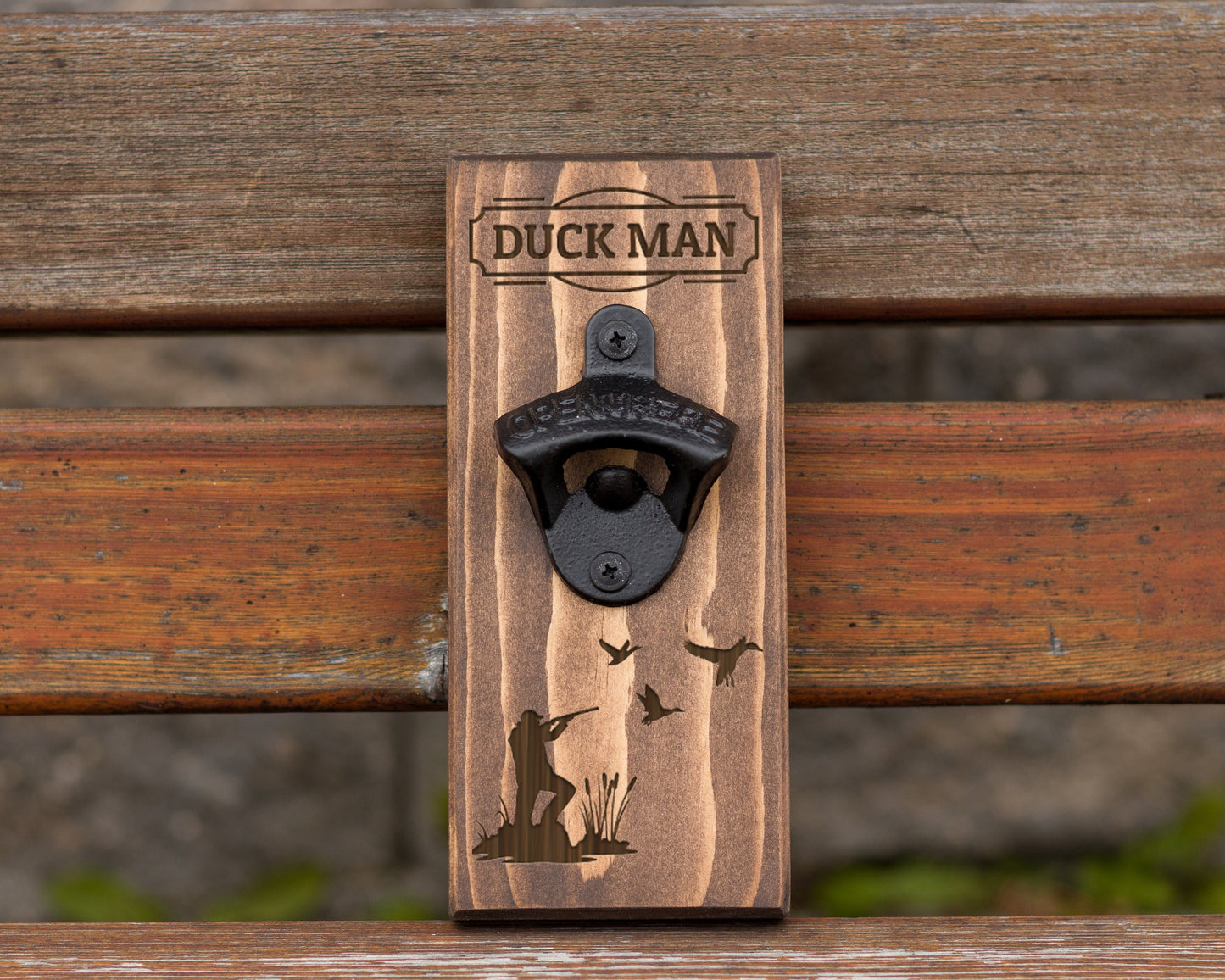 Wall Hanging Bottle Opener/Personalized Duck Hunter/ Laser Engraved With Hunters Name/Hunting Gift For Man