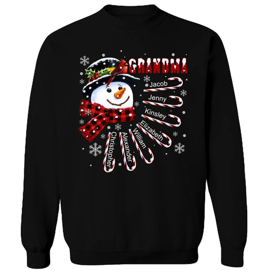 Grandma, Nana, Gigi, Mama, Christmas Crewneck Sweatshirt, Personalized Grandmas Little Snowman, Grandkids Name Sweatshirt, Gift For Grandma