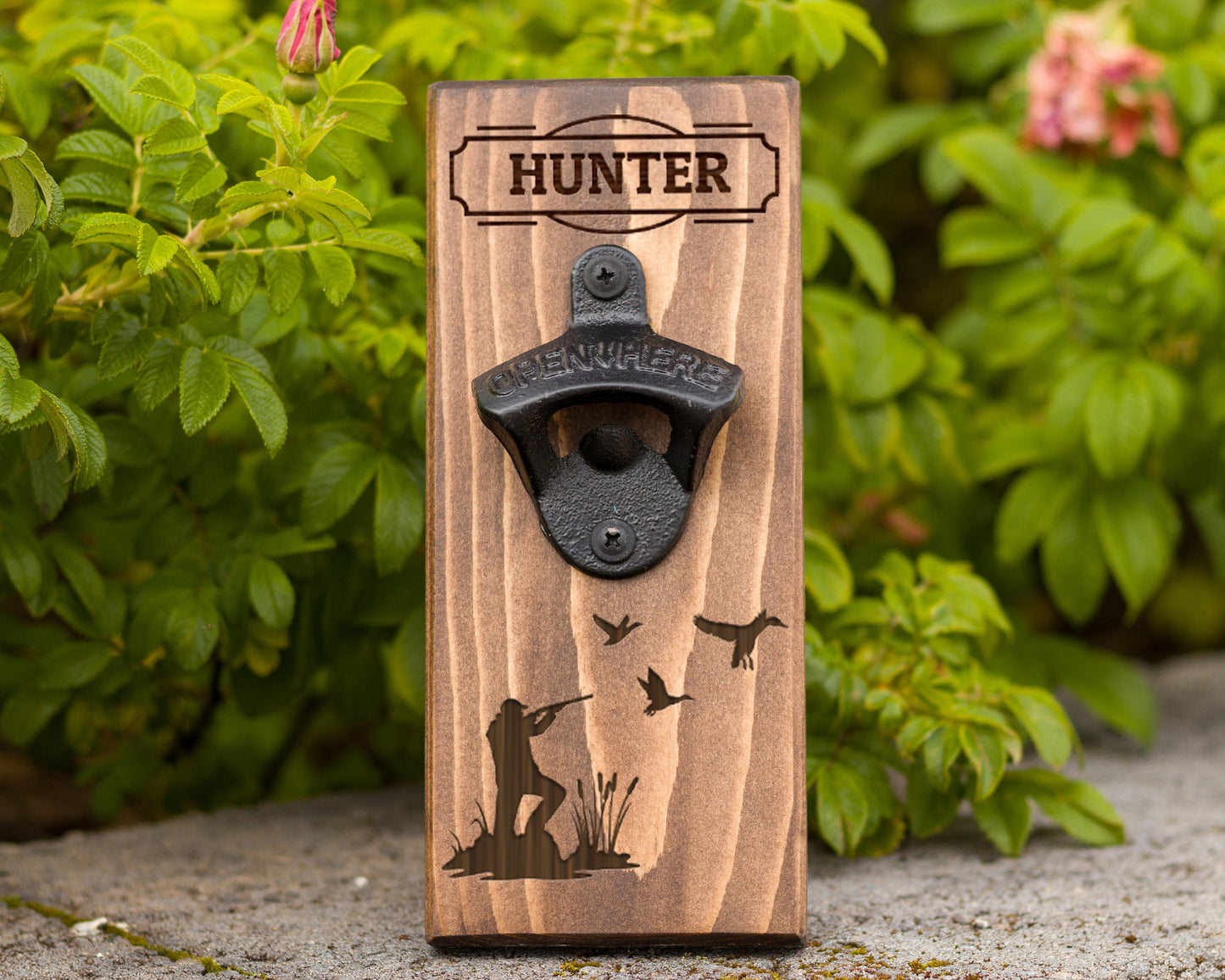 Wall Hanging Bottle Opener/Personalized Duck Hunter/ Laser Engraved With Hunters Name/Hunting Gift For Man