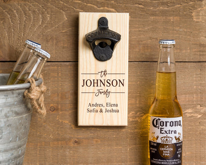 Wall Hanging Bottle Opener/ Personalized With Family Name/ Custom Design