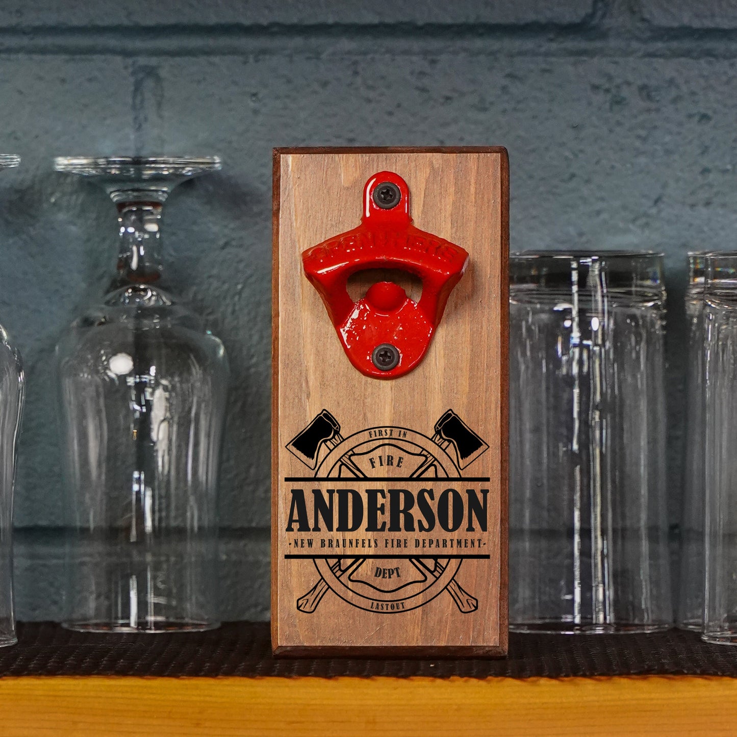 Personalized Firefighter Gift For Firefighter/ Wall Mount Bottle Opener/ Fire Husband/ Firefighter Dad/ Beer Bottle Opener/ Christmas Gift