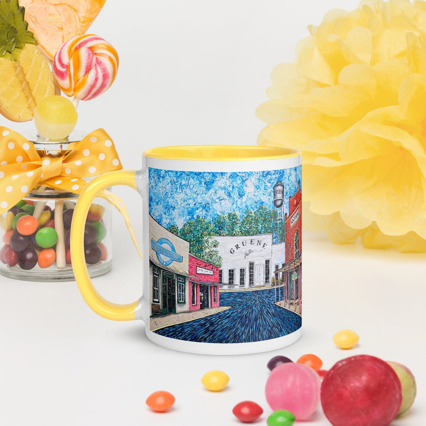 New Braunfels Gruene Hall Mug with Color Inside/ New Braunfels Art/ Local Artist/ Texas Art Print On Mug