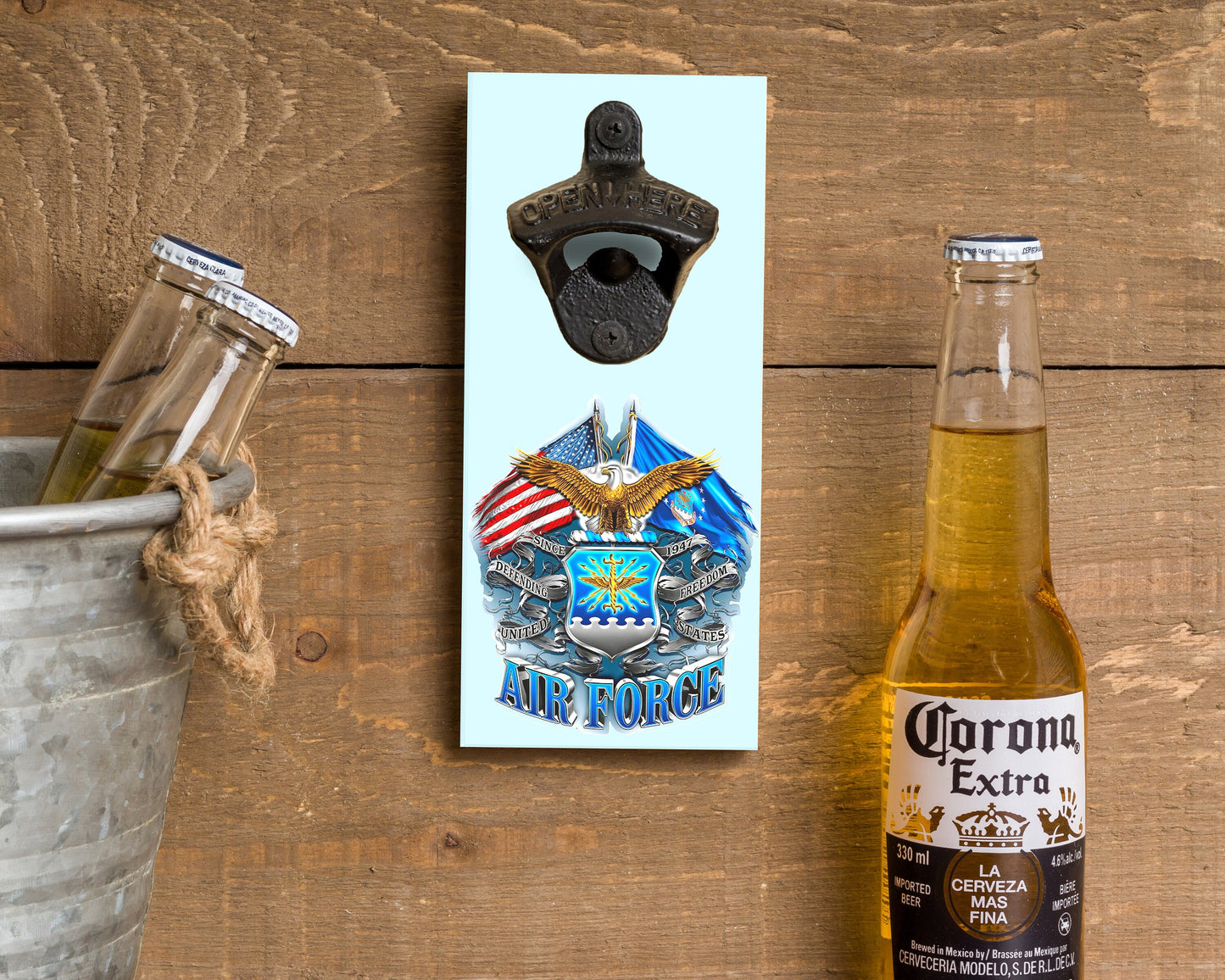 Wall Hanging Bottle Opener, Personalized With Name, Army, Navy, Marine, Air Force, POW MIA, Gift for Him, Gift for Her, Military Gift