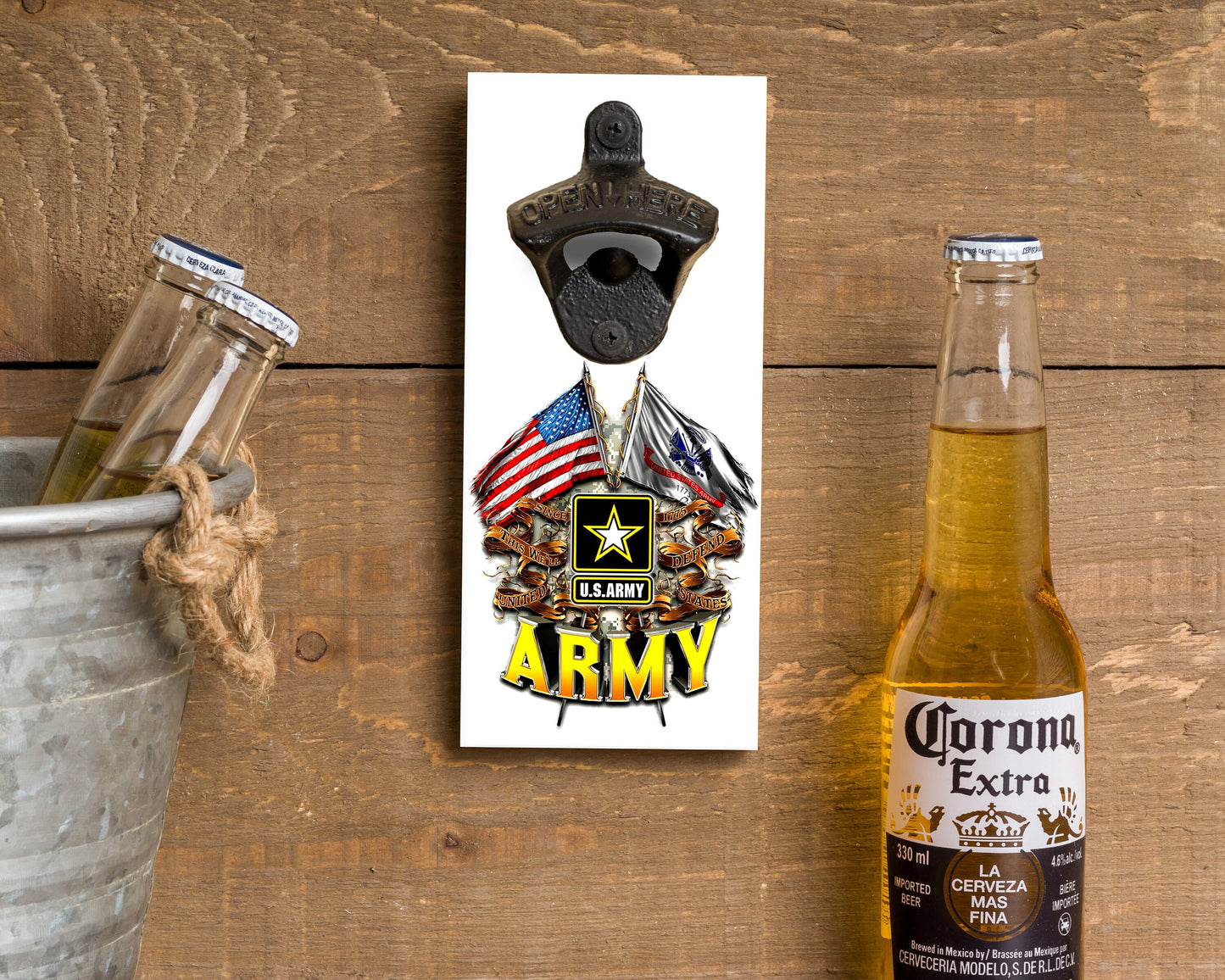 Wall Hanging Bottle Opener, Personalized With Name, Army, Navy, Marine, Air Force, POW MIA, Gift for Him, Gift for Her, Military Gift