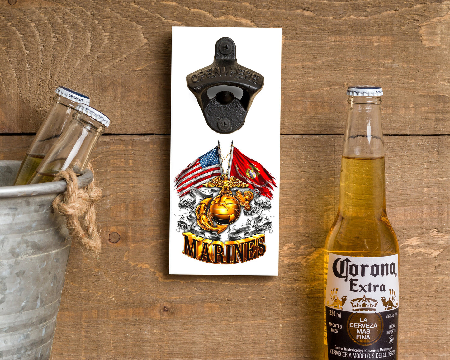 Wall Hanging Bottle Opener, Personalized With Name, Army, Navy, Marine, Air Force, POW MIA, Gift for Him, Gift for Her, Military Gift