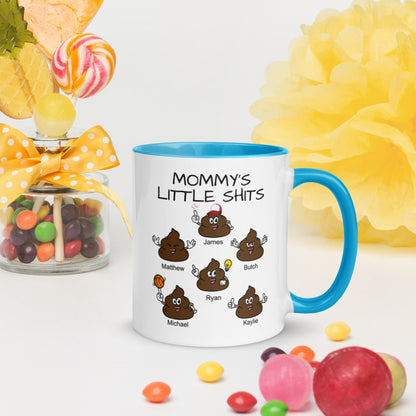 Personalized Mommy's Little Shits Poop Emoji Mug/ Funny Mommy Mug/ Custom Mother's Day Present Gift/ For Mom's  Birthday/ Custom Kids Name