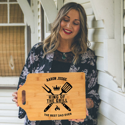 Father's Day Gifts for Dad, Personalized Bamboo Cutting Board for Grill Master, Step Up Dad - Gift for Grandpa, Daddy, Best Dad, Uncle