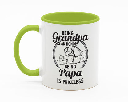 Being Grandpa Is An Honor/Being Papa Is Priceless/Colored Mug/Grandpa And Papa Gift