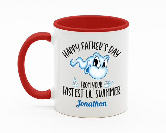 Personalized New Dad Gift/ Fastest Swimmer/ Funny Dad Mug/ Custom Father's Day Gift/ For Dad's  Birthday/ Custom With Kids Name