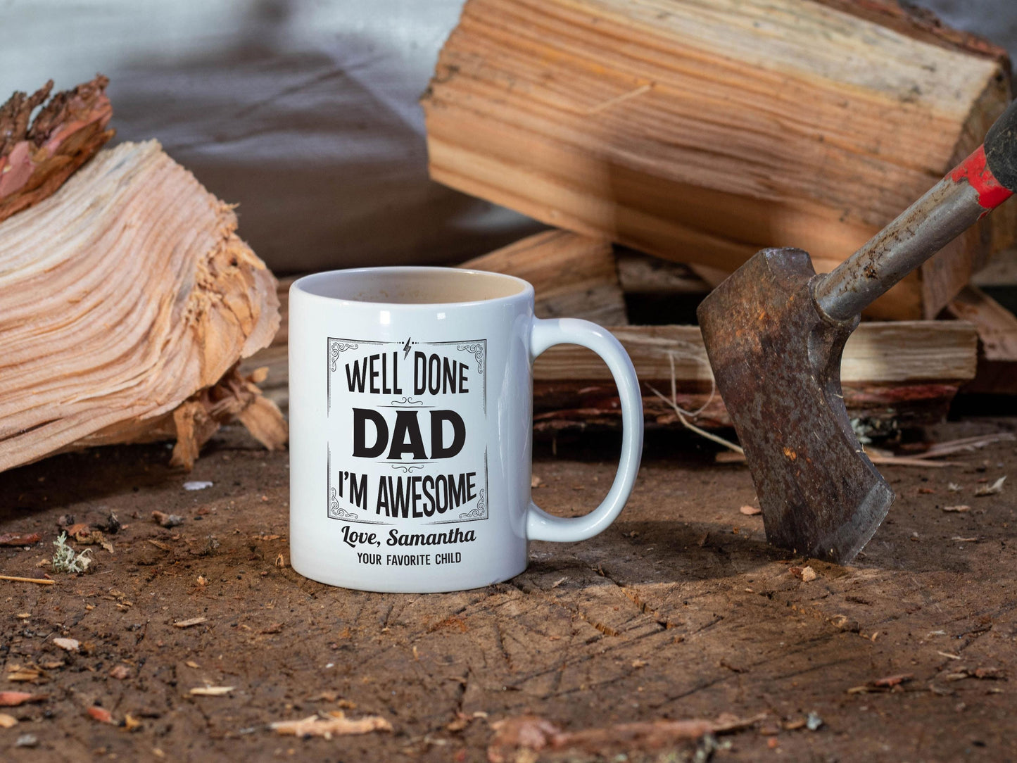 Well Done Dad I'm Awesome/Personalized White Mug/Father's Day Gift