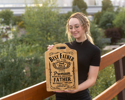 Father's Day Gifts for Dad, Personalized Bamboo Cutting Board for Best Father, Gift for Fathers Birthday